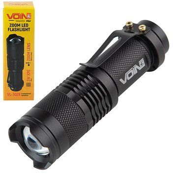 Ліхтарик ручний VOIN VL-3028, LED XPE, 100Lm, зум, алюміній, 1хАА (не в комплекті) VL-3028 фото