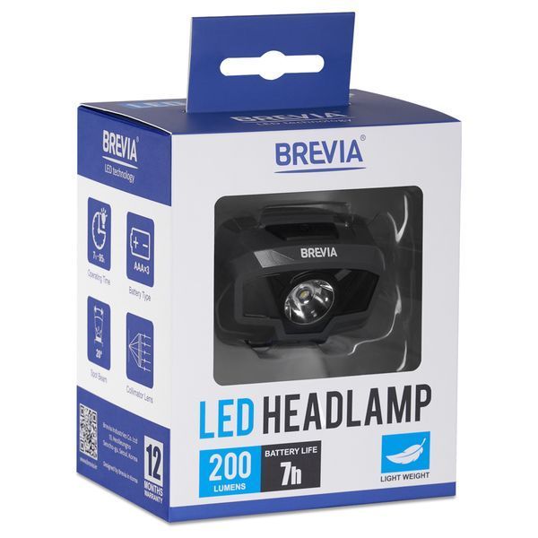 Ліхтар налобний BREVIA 200Lm, 3 MODES + FLASH, 3xAAA, IP64 14200FAX1 фото