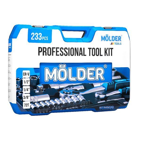 Набір інструментів MOLDER 233 предмети, 1/2", 1/4", 3/8", 72T, CR-V (MT60233) MT60233 фото