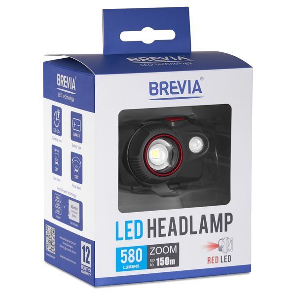 Ліхтар налобний BREVIA 580Lm, 3xAAA, Focus Control, IP64, White/Red 14580FRAX1 фото